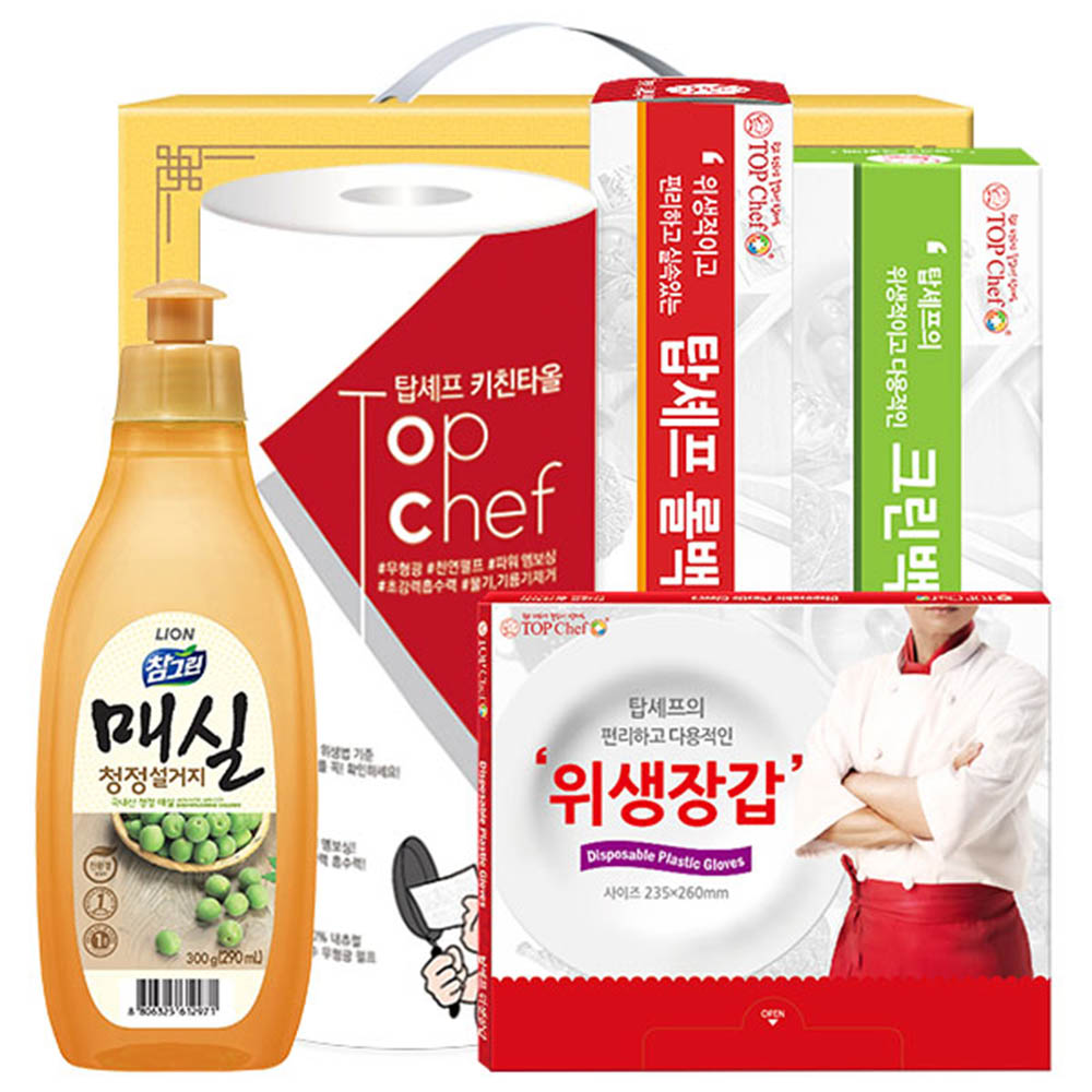 참그린매실300용기 키친타올 롤백 크린백 정사각위생장갑(5종)
