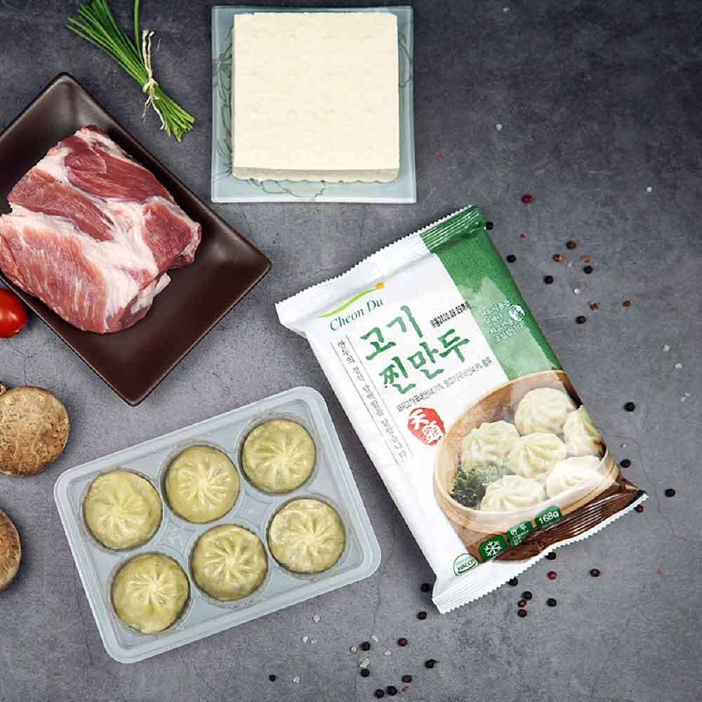 천두식품 풀잎마켓 고기찐만두168g(5봉) 전자렌지용