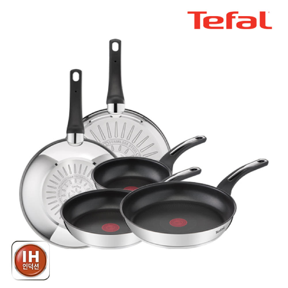 테팔 팬&냄비 인덕션 스테인리스 스틸 뉴 이모션 5종세트 (프라이팬 18cm + 20cm + 24cm + 28cm + 볶음팬 28cm)