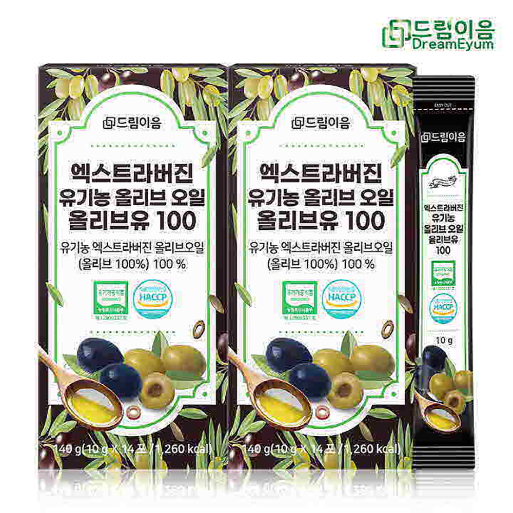 [드림이음] 엑스트라버진 유기농 올리브오일 올리브유100 총2박스(1박스내 10gx14포)_EP-047508