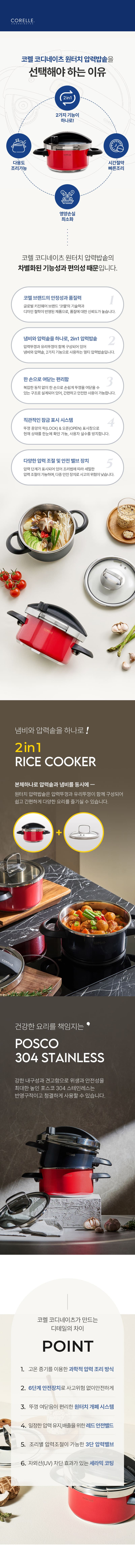 [코렐] 코디네이츠 원터치 압력밥솥 2IN1 상세 3
