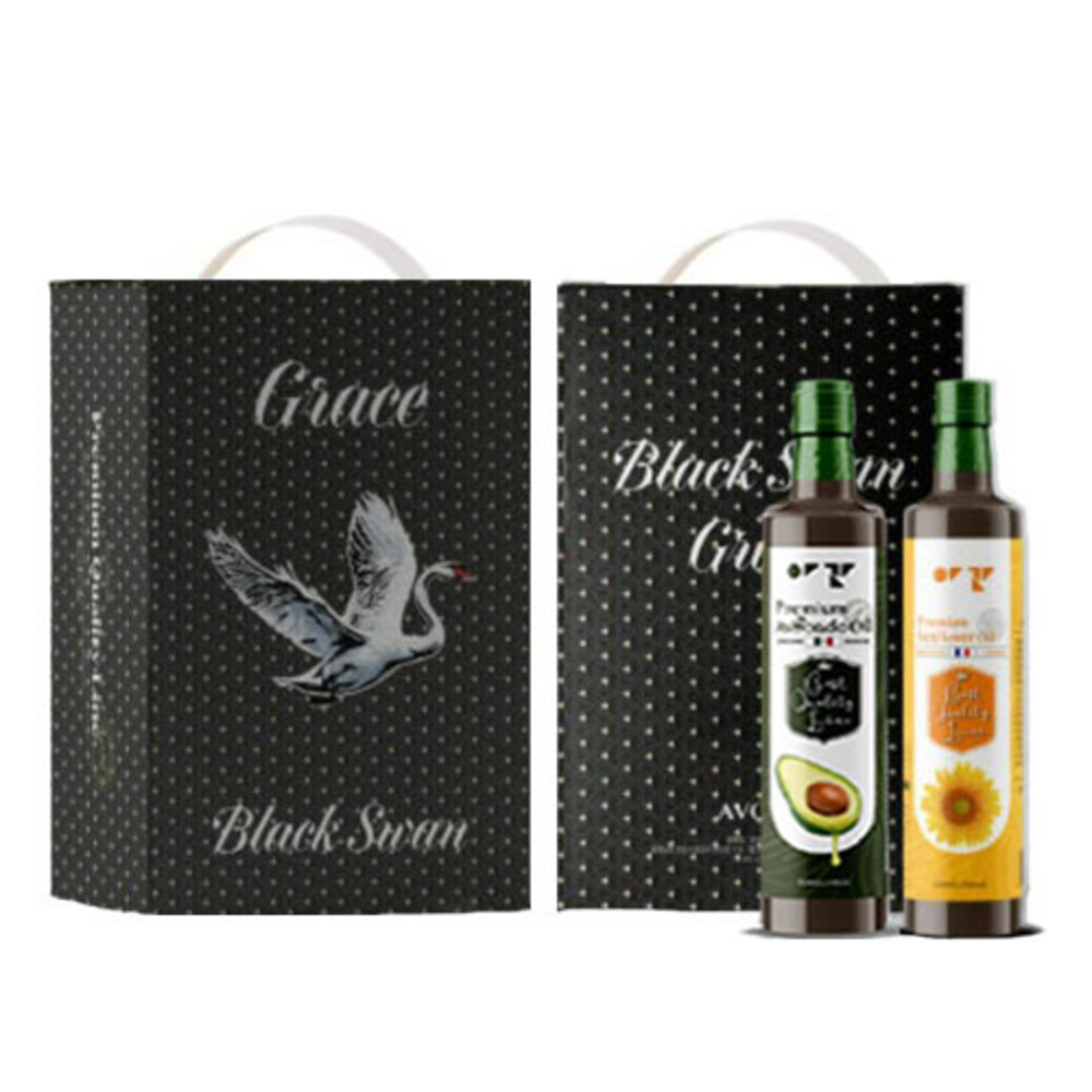 [아보아칸] 오일선물세트 블랙스완(아보카도 엑스트라버진250ML+해바라기250ML)+손잡이박스