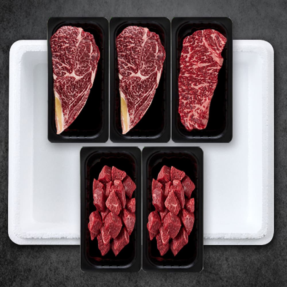 [명우한우] 한우1등급 냉장 선물세트 1kg (등심 400g, 채끝 200g, 국거리 400g)
