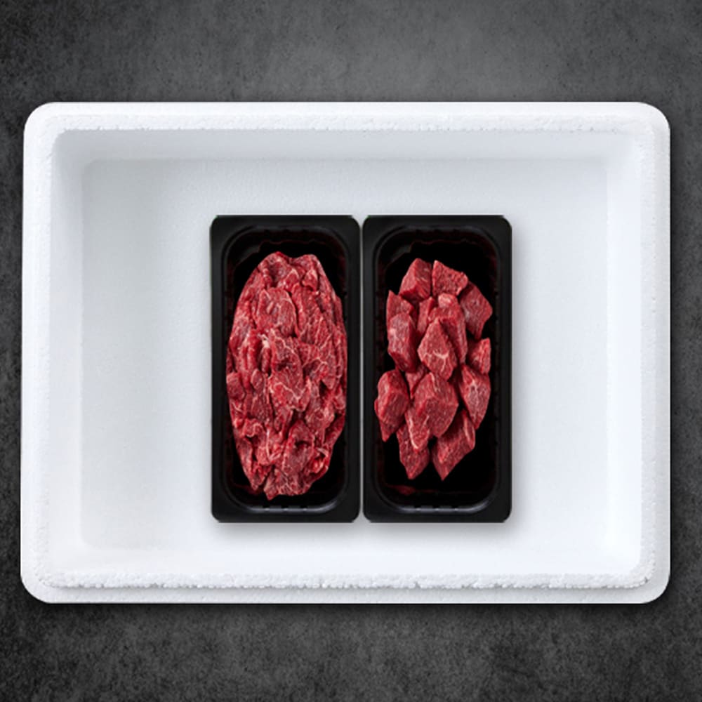 [명우한우] 한우1+등급 냉장 선물세트 0.6kg (불고기 300g, 국거리 300g)