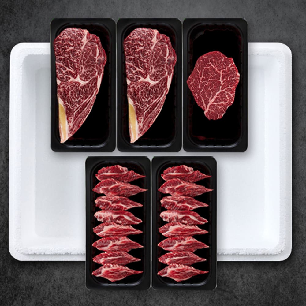 [명우한우] 한우1등급 냉장 선물세트 1kg (등심 400g, 안심 200g, 갈비살 400g)