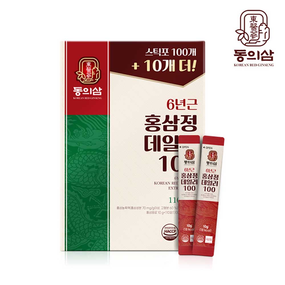 동의삼 6년근 홍삼정 데일리100 10g x 110포 쇼핑백포함