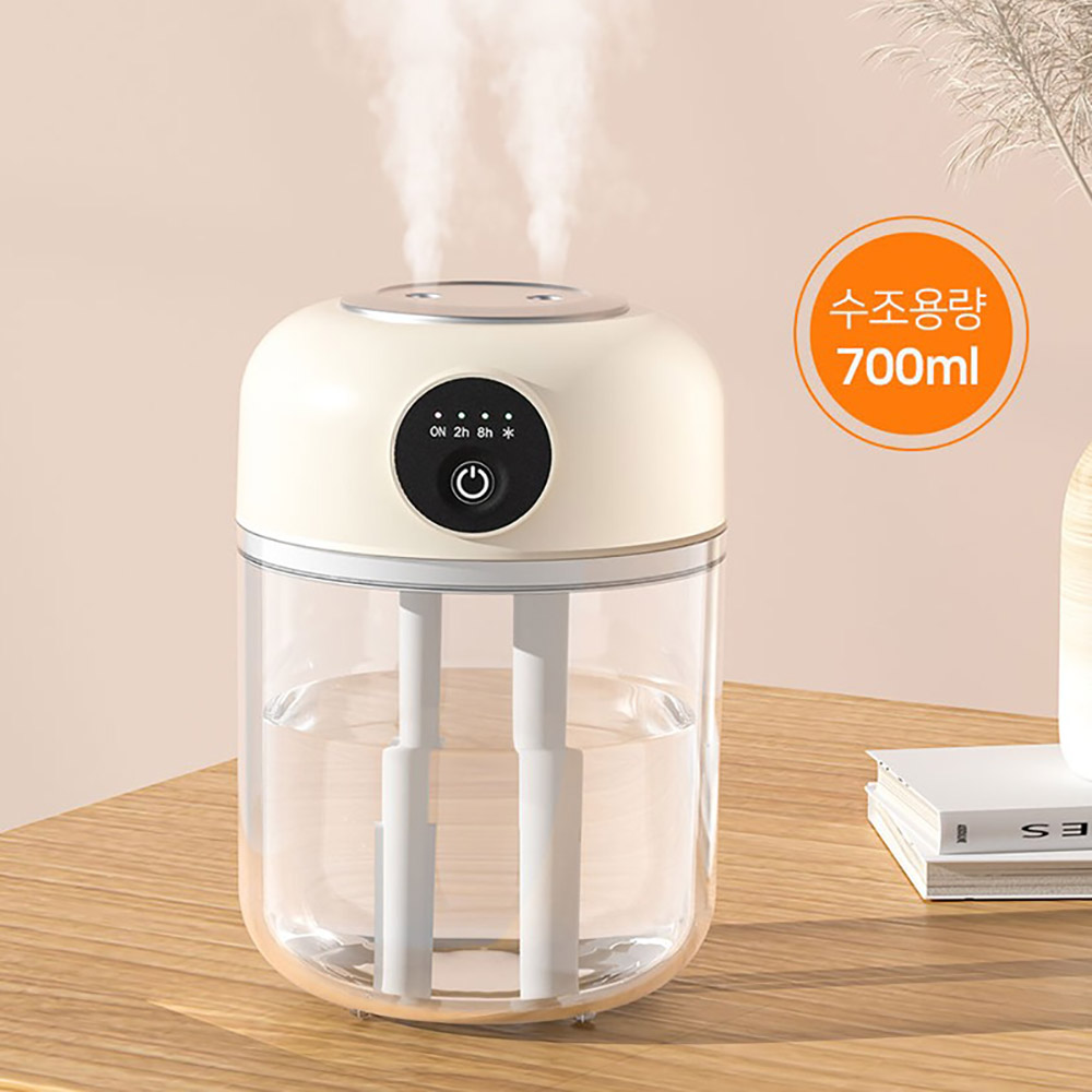[지니큐] 700ml 무선 C타입 LED 무드등 저소음 듀얼 가습기 ZQ-HX70