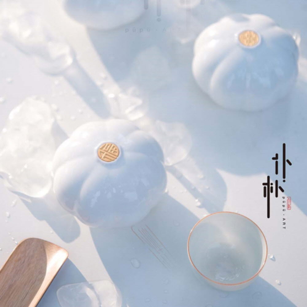 [PUPU] 경덕진 명품 4개 순백색 백자차통세트 복록수희