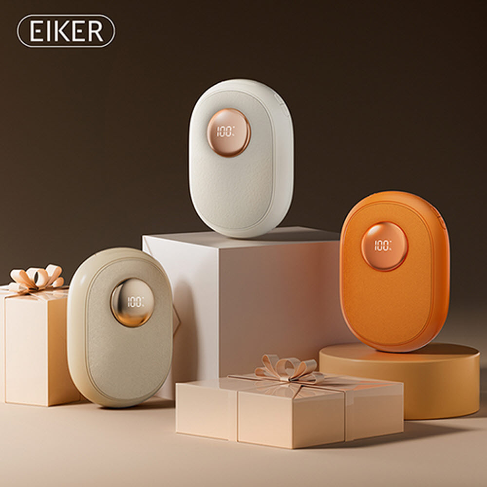 EIKER 플란넬 진동마사지 휴대용 충전식 USB 전기 손난로 보조배터리 6500mAh