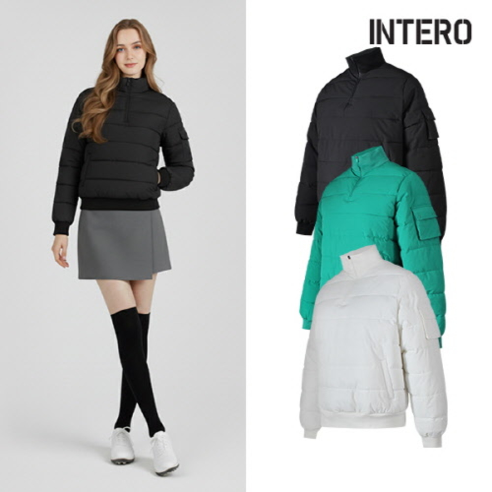 [인테로] 여성 겨울 반집업 아노락 방풍니트패딩 WIWMX(색상,사이즈 택1)