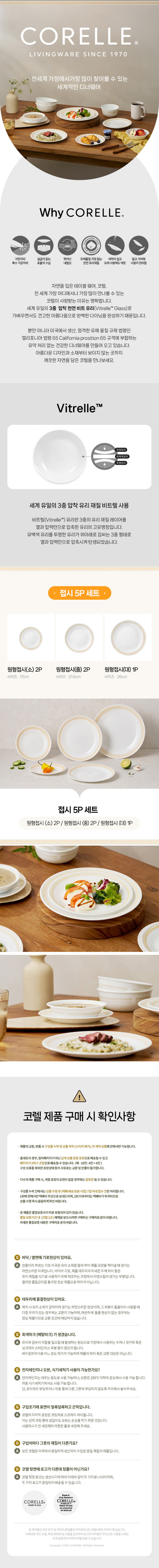 [코렐] 자카드밴드 접시 5P 상세 1