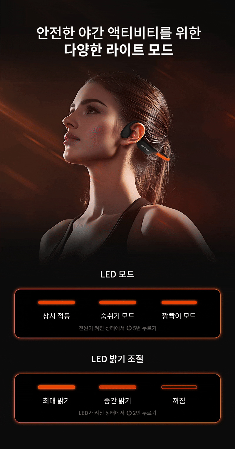[에이투] 본네온 초경량 LED 골전도 블루투스 이어폰 MP3 탑재 완전방수 IPX7 BONE NEON 상세 11