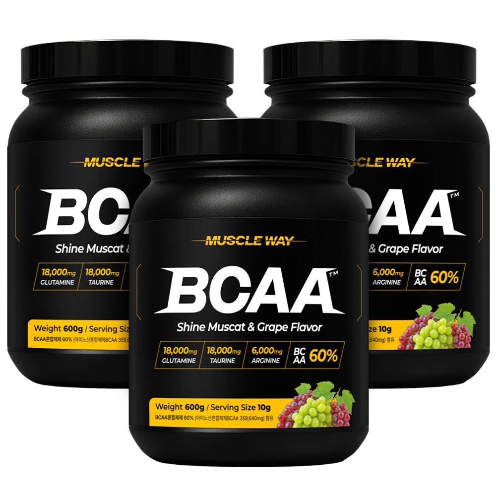 머슬웨이 BCAA 아미노산 보충제 포도맛 600g 3개