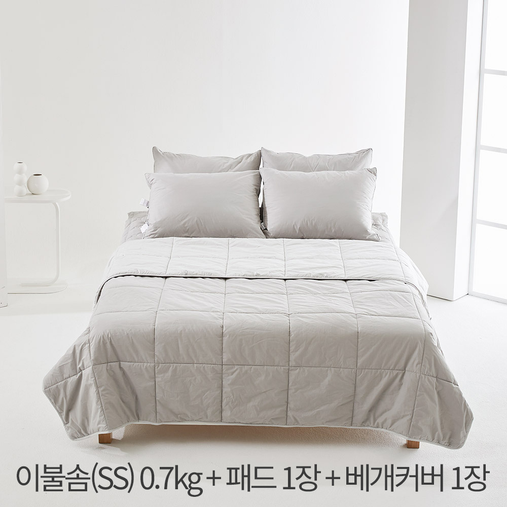 (홈쇼핑히트상품) [라뽐므] 간절기용 투월런 40수 100% 호주산 천연양모 이불솜(SS) 0.7kg + 패드 1장 + 베개커버 1장