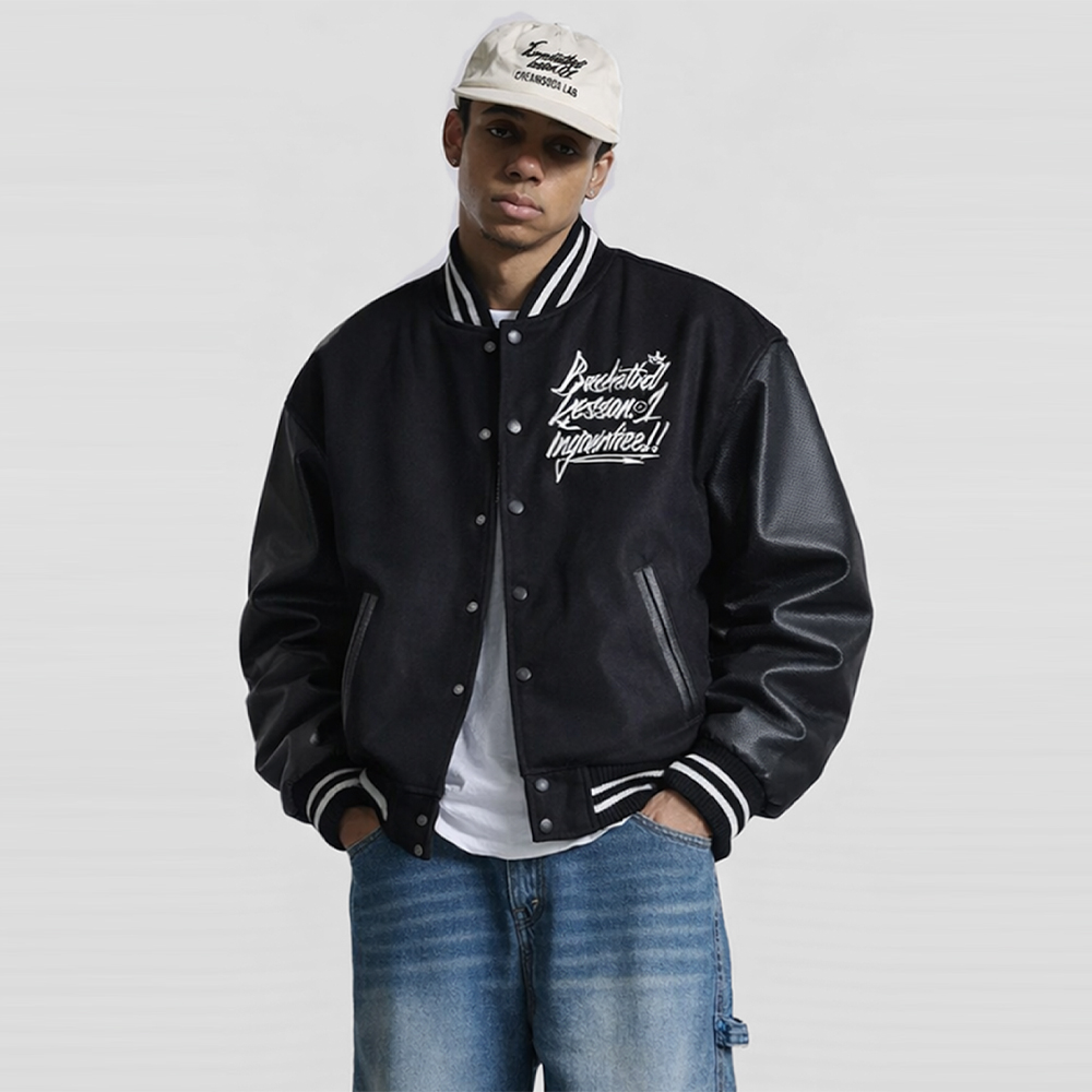 씨알에스디엘 로고 바시티 자켓