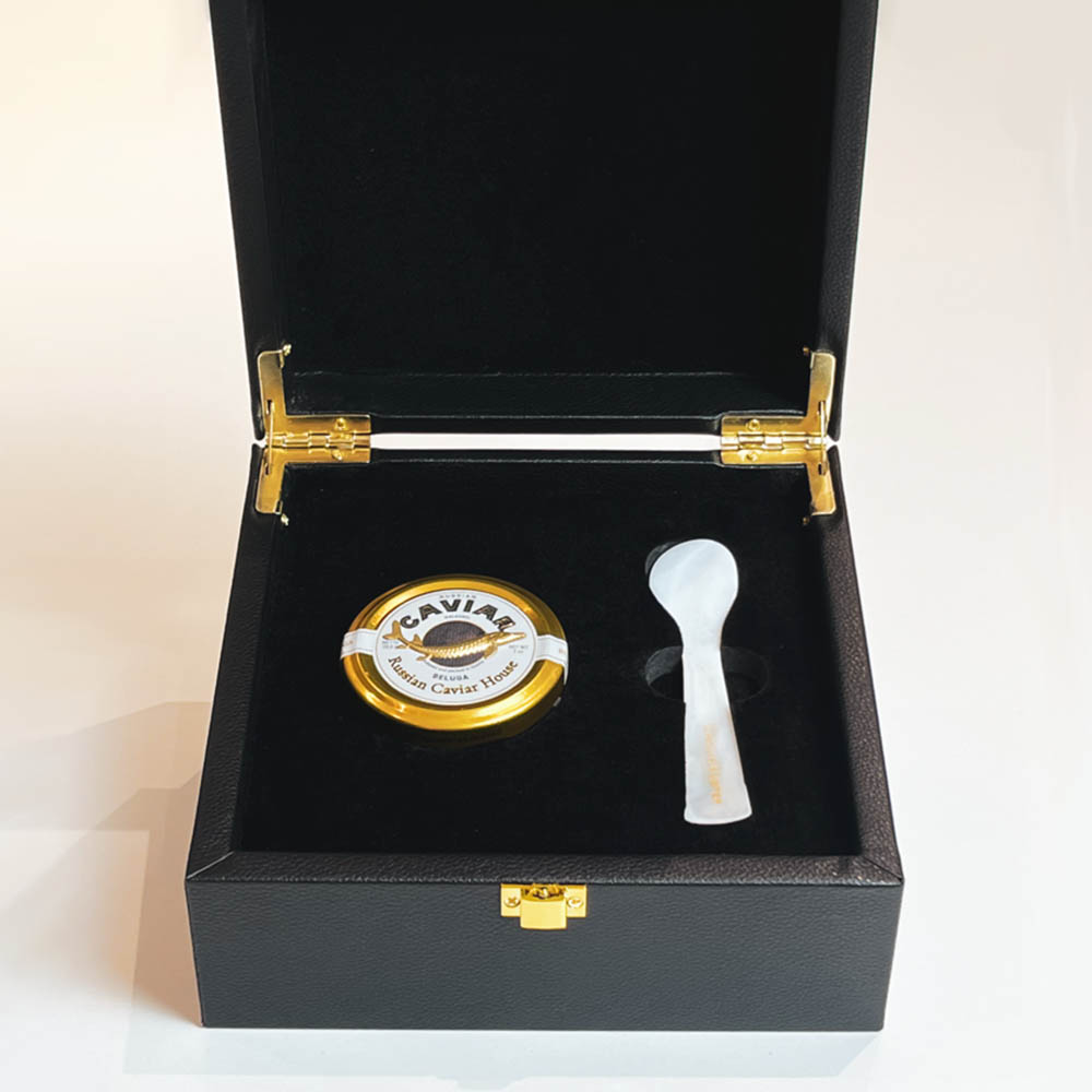 [러시안캐비어하우스] 벨루가 임페리얼 Huso huso 철갑상어알 28.6g (캐비어+상품박스+자개스푼)