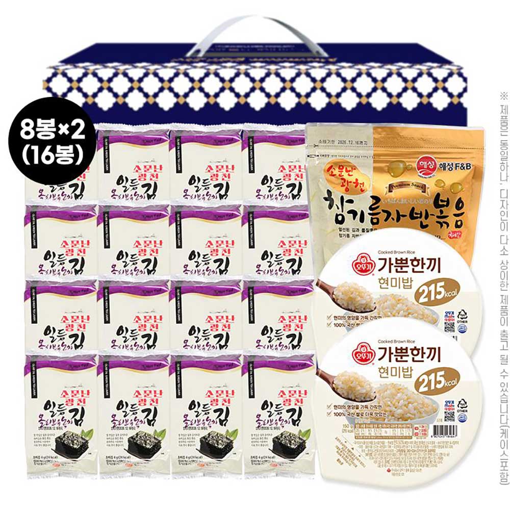 김혼합세트4종1호(올리브유녹차김16봉,김자반,오뚜기현미밥2개)