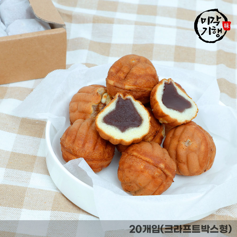 [미각기행] 쫀득쫀득 진한 팥앙금을 품은 우리쌀 & 우리밀 호두과자 23g x 20개입(크라프트박스형)