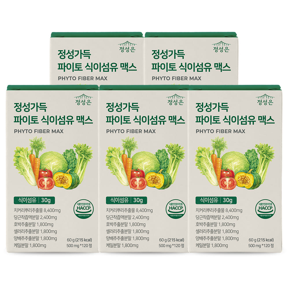 [정성가득 파이토] 차전자피 식이섬유 정 맥스 5개 600정