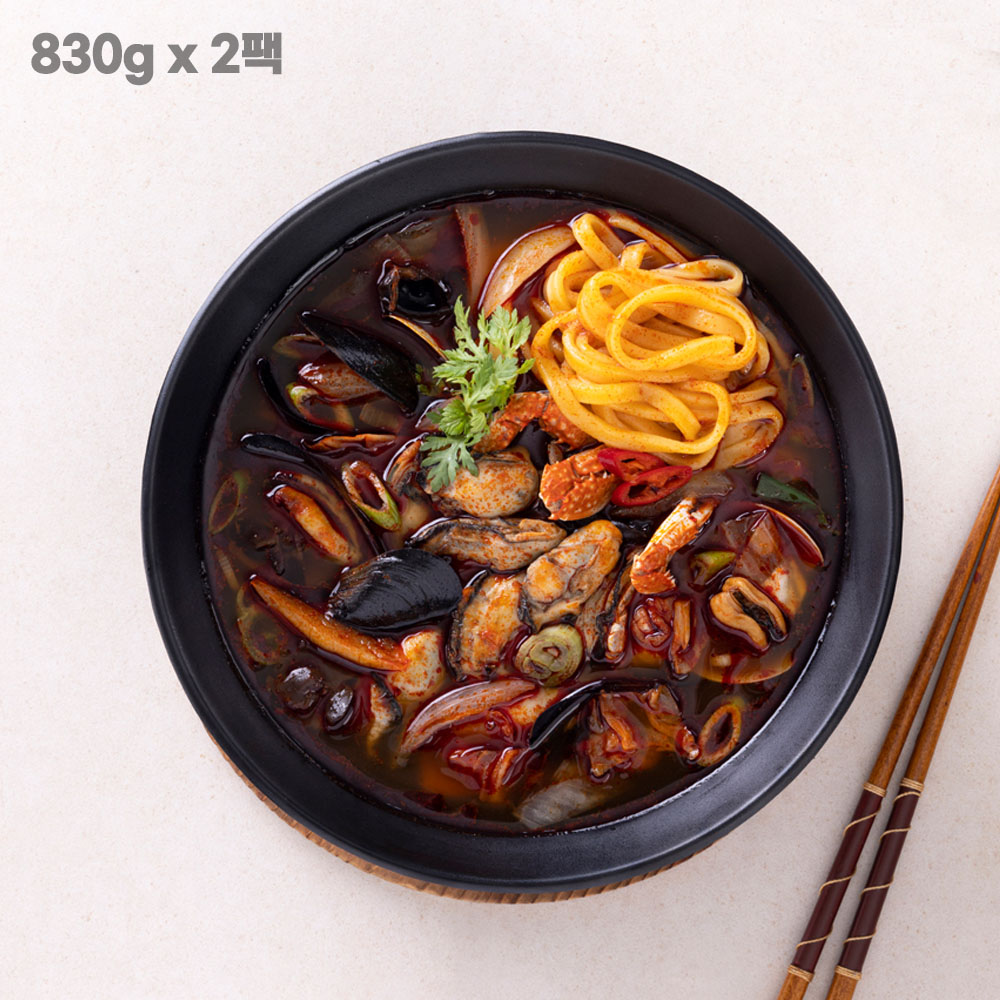 [영동씨푸드] 굴짬뽕(830gX2개)/굴과 해물/단호박 칼국수면/캠핑