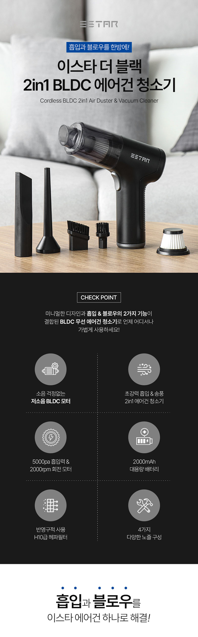 [이스타] 더 블랙 2IN1 BLDC 에어건 ESK-WC5000 상세 1