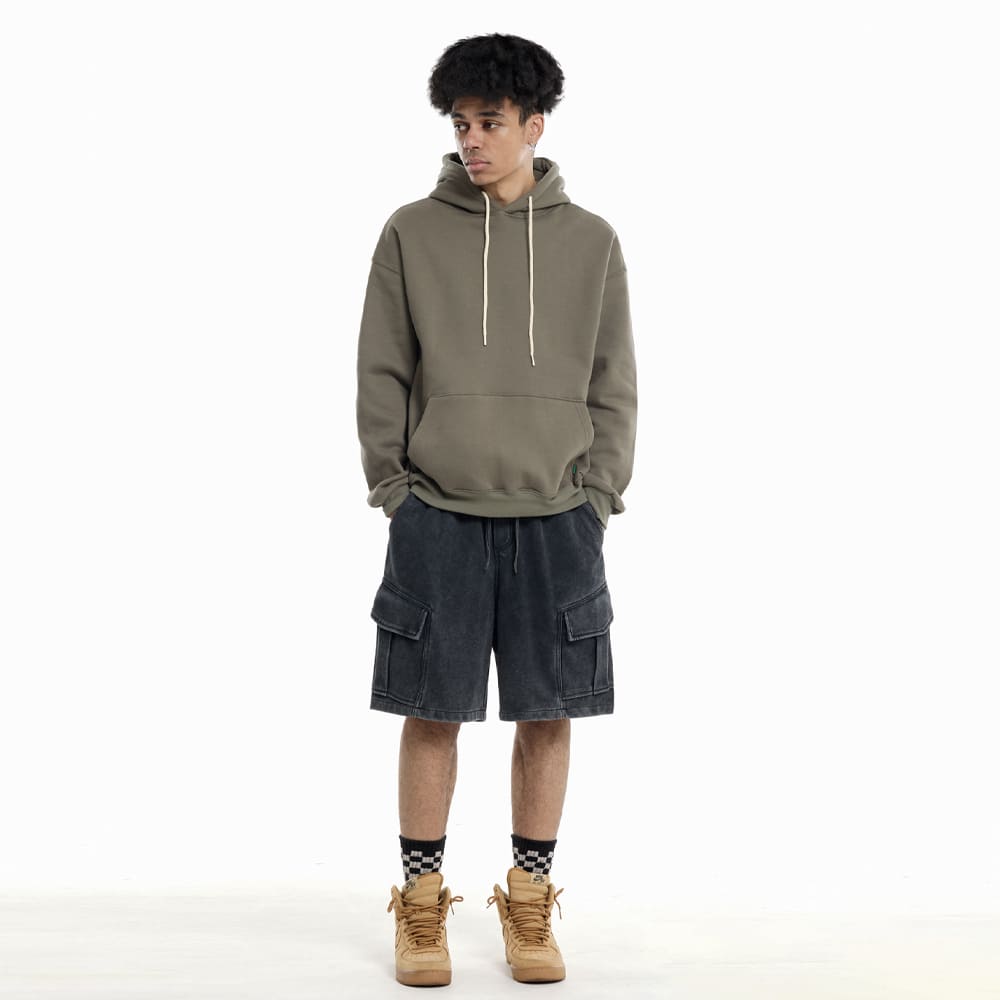 [크림소다랩] 피그먼트 카고 버뮤다 밴딩 팬츠