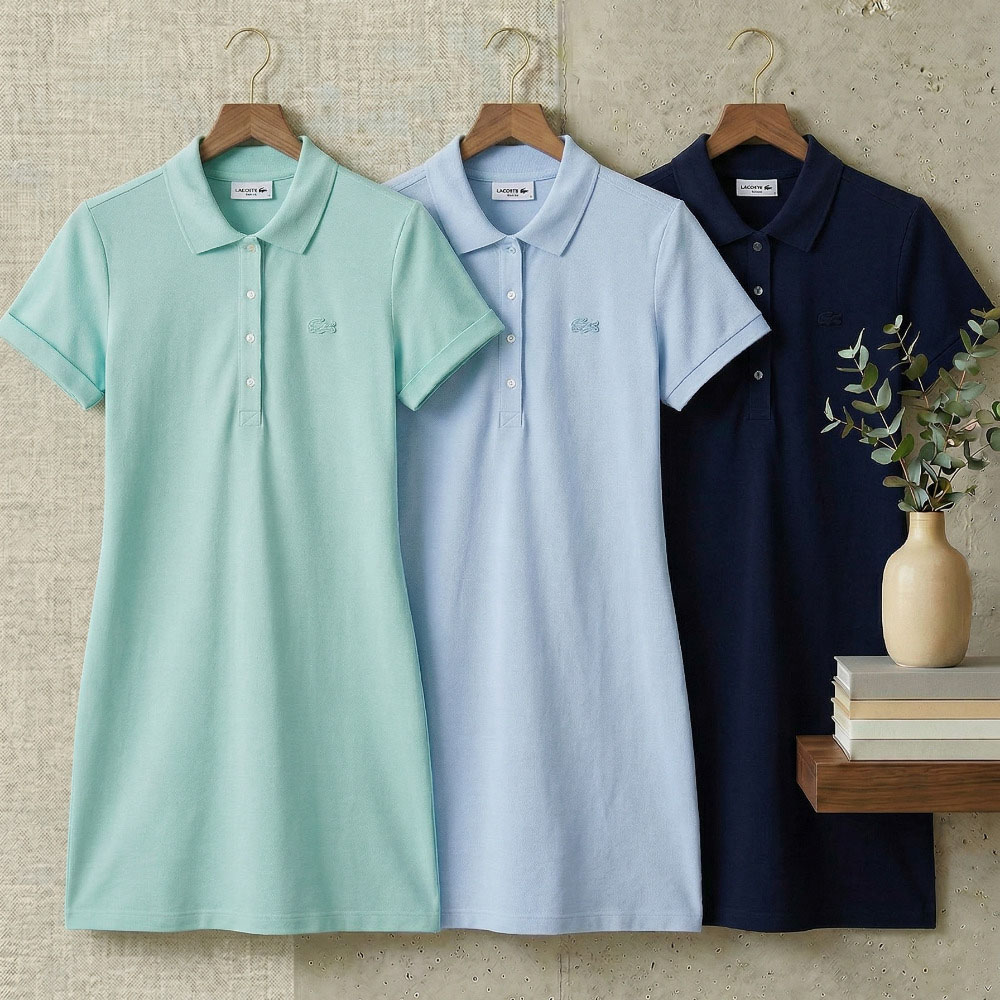 [라코스테] 여성 슬림핏 미니 피케 폴로 드레스 원피스