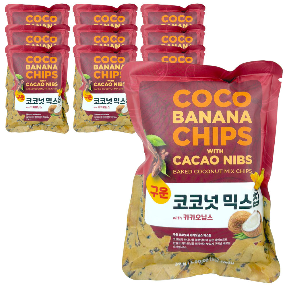 [코코크리스피] 필리핀 다바오 코코넛칩 믹스칩 with 카카오닙스 30g x 10개