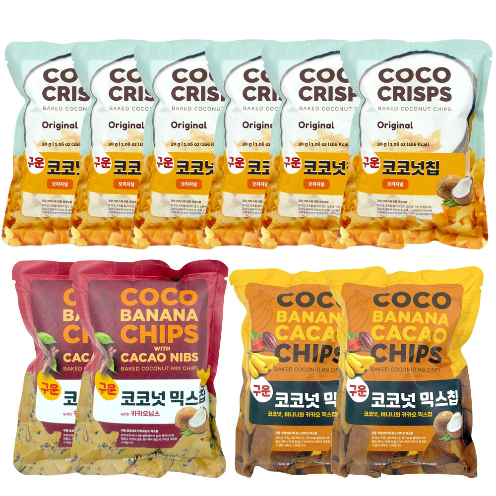 [코코크리스피] 필리핀 다바오 코코넛칩 30g x 10개(오리지날6+믹스2+믹스카카오닙스2)