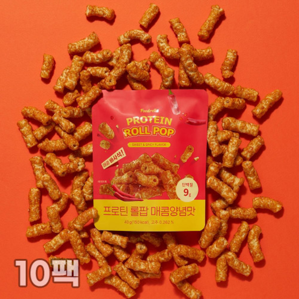 [푸드렐라] 프로틴 롤팝 매콤 양념 40g x 10팩