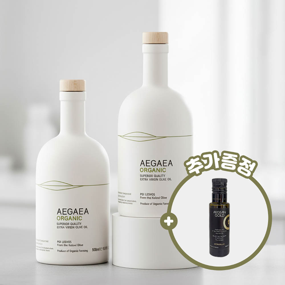 애게아 오가닉 엑스트라버진 올리브유 500ml x 2병 (애지안 골드 100ml 증정)