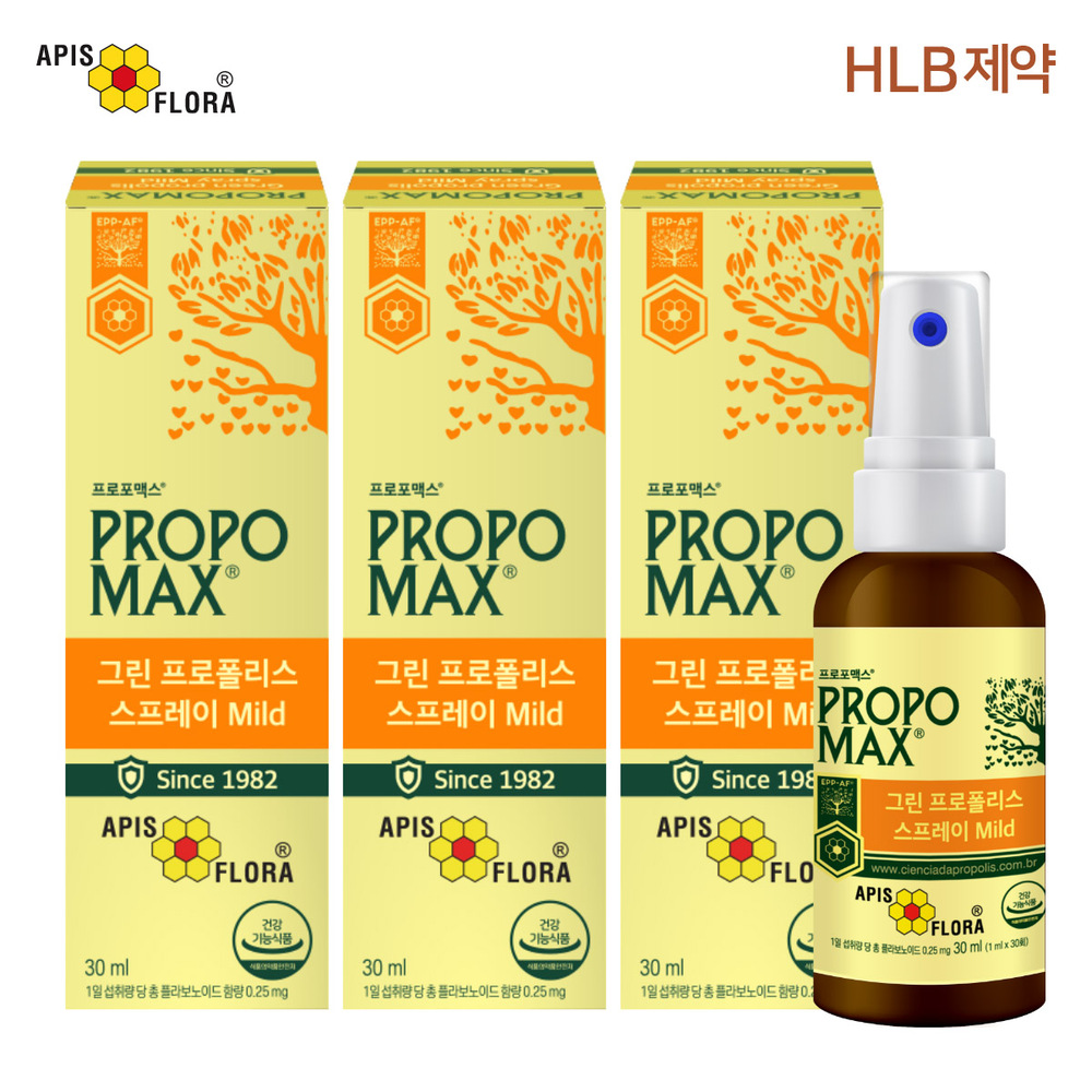 [HLB제약] APIS FLORA 프로포맥스 그린 프로폴리스 스프레이드 마일드 30mlX3박스