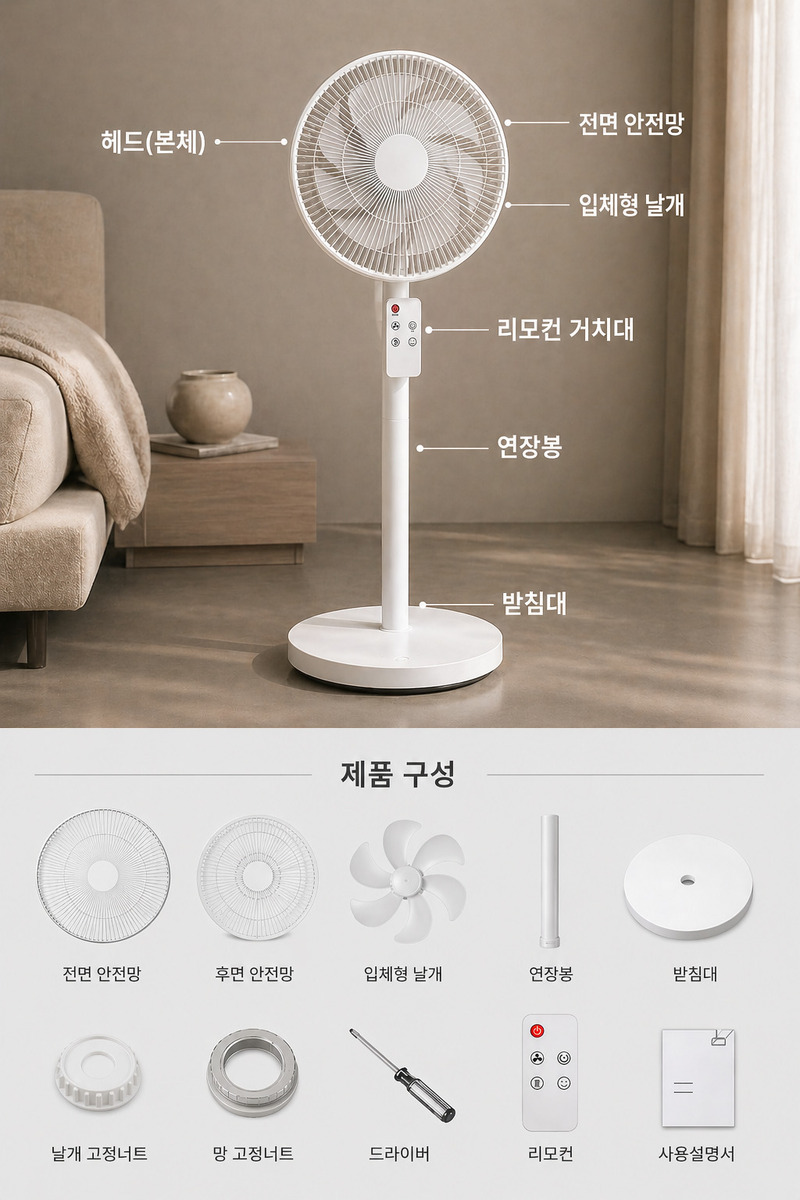 [비마드] 26년형 3D 써큘레이터형 스탠드 선풍기 AZF-RC6222 상세 18