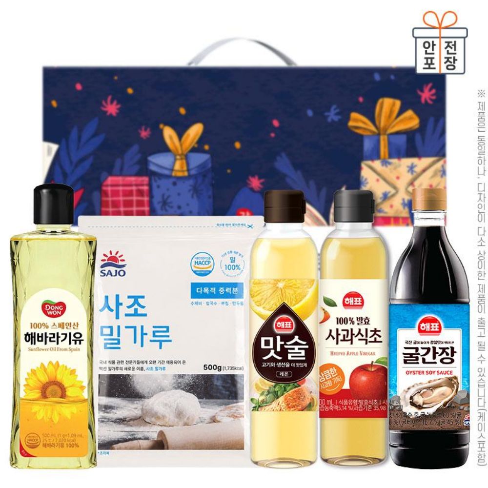 감사혼합세트5종12호(동원해바라기유,사조밀가루,해표맛술,해표사과식초,해표굴간장)
