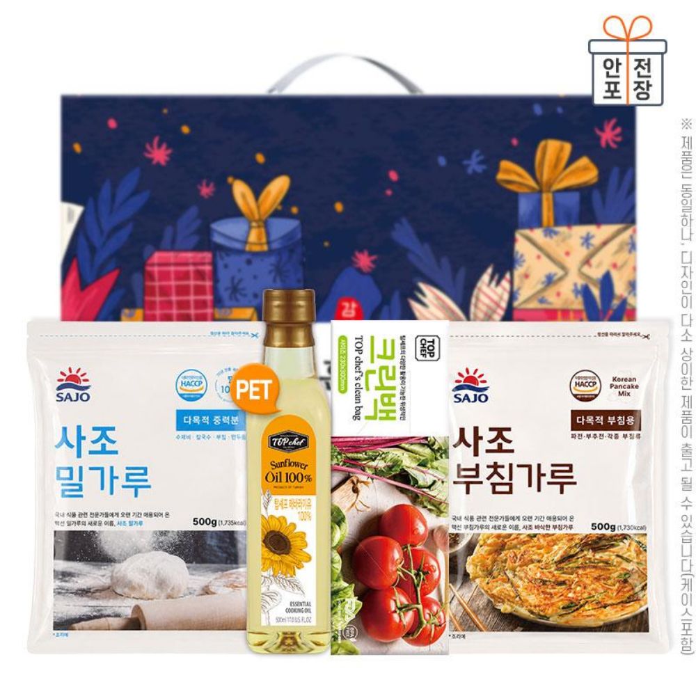 탑셰프페트해바라기유 사조밀가루500g 부침가루500g 크린백(4종)