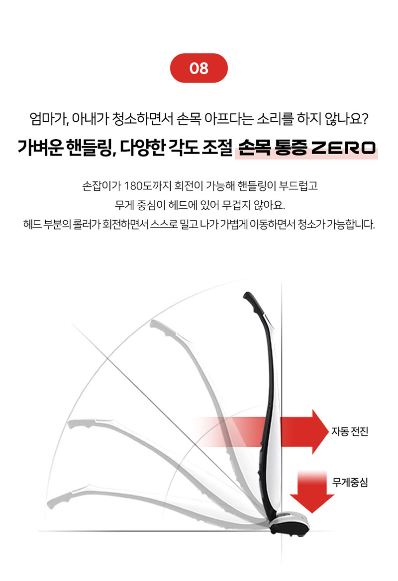 [하이제로] 무선 물걸레청소기 미세먼지없는 청소기 바닥밀착 원핸드 셀프세척 F803 상세 33