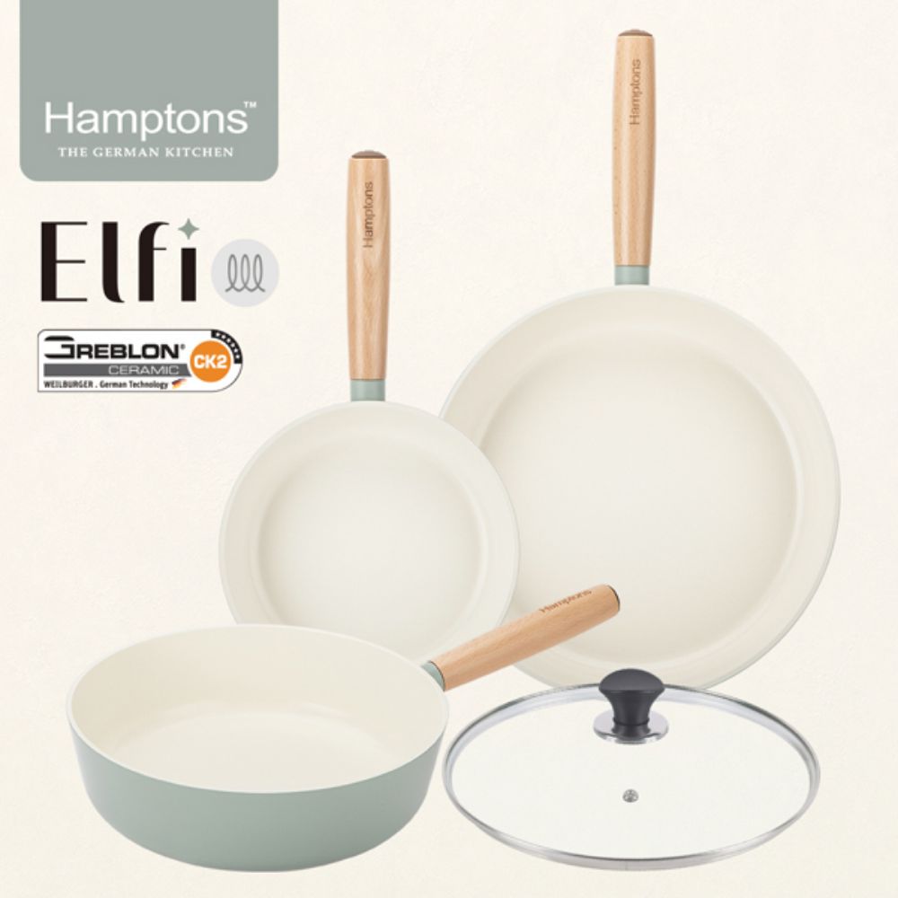 [Hamptons] 햄튼 엘피 세라믹 IH 프라이팬 20F+28F+26W+26G 3종 세트(4P)-I