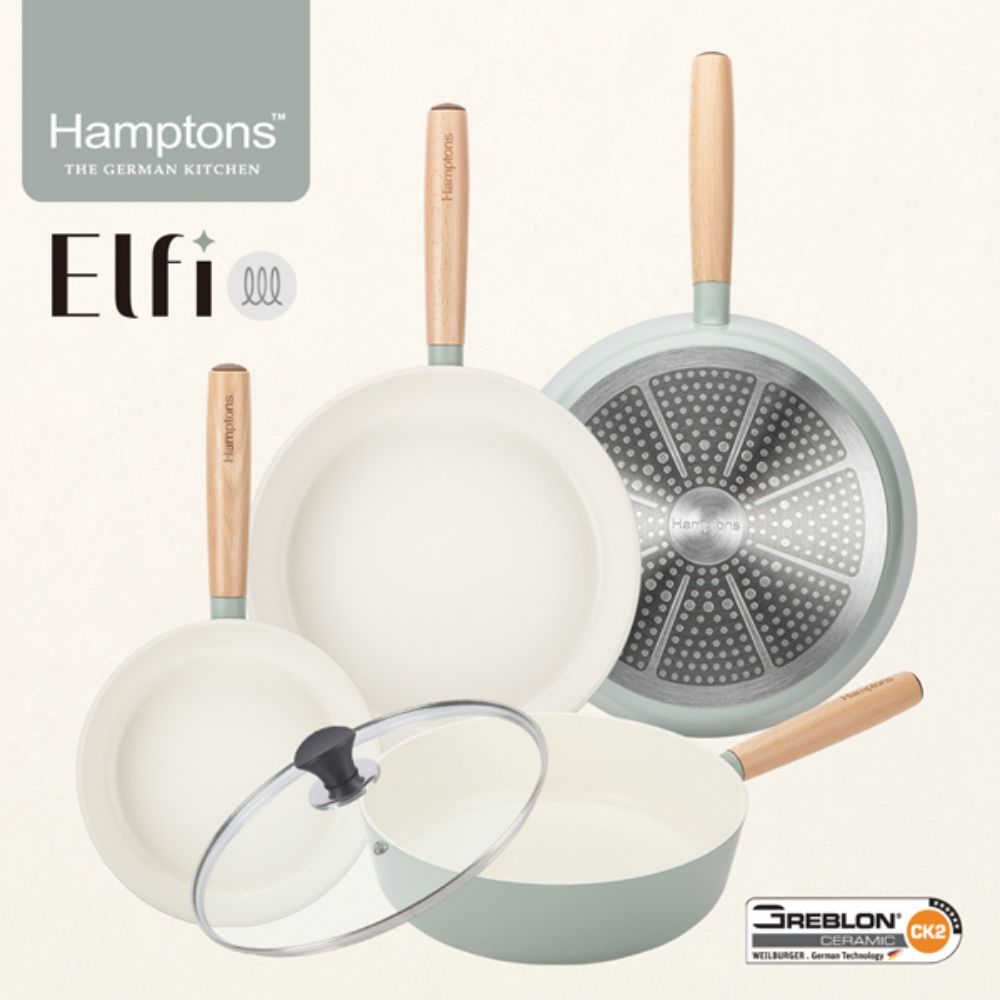 [Hamptons] 햄튼 엘피 세라믹 IH 프라이팬 20F+26F+28F+26W+26G 4종 세트(5P)-D