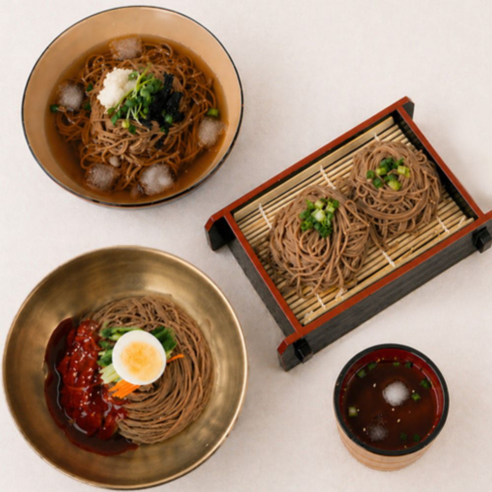 [해돋이대아] [생면/신선]봉평식 메밀냉면+비빔소바5인분(메밀면1kg+냉면육수3+비빔장2)