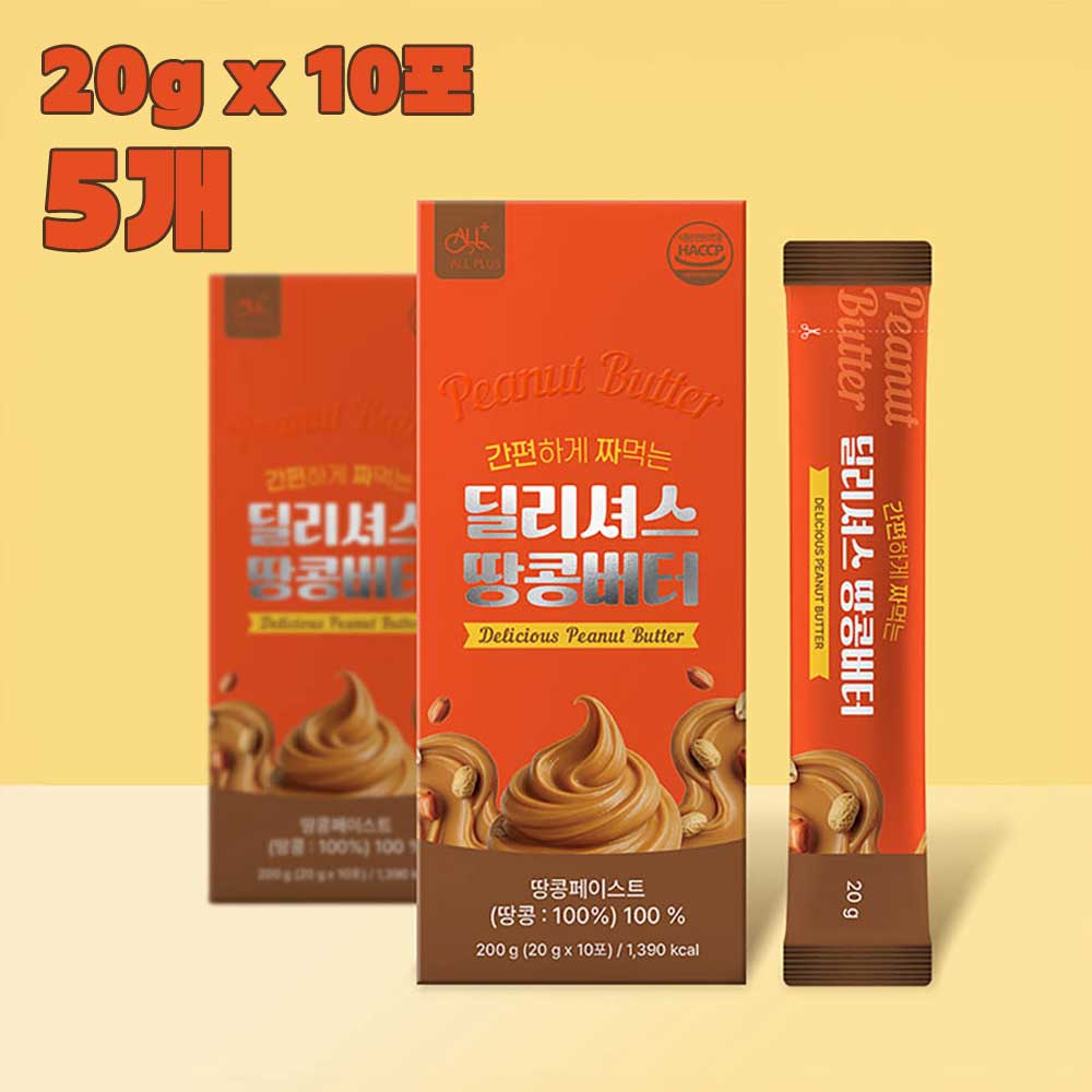 All PLUS 딜리셔스 땅콩버터 20g x 10포 5개