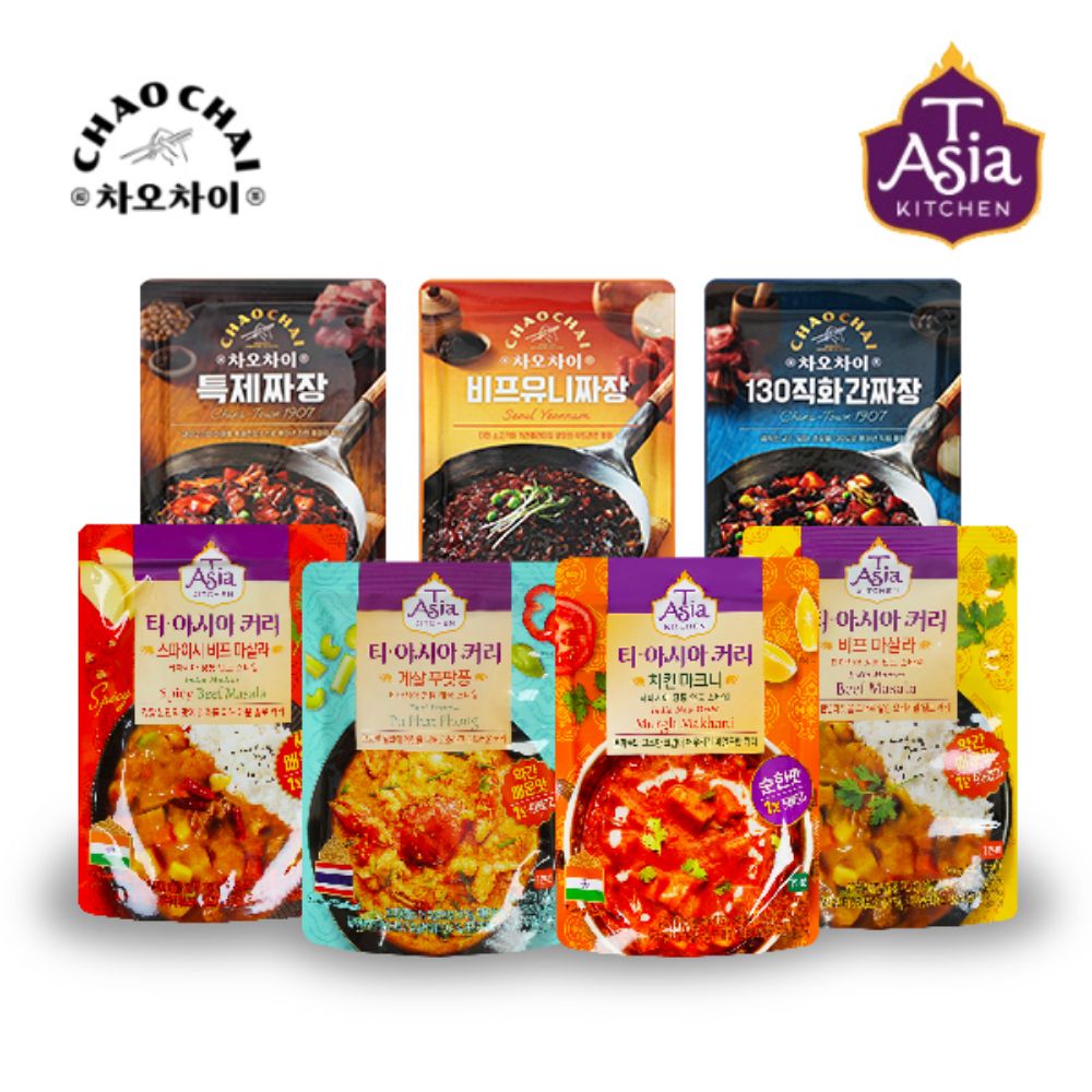 [푸드룩] 오늘의 3분 저녁 티아시아커리 4종 차오차이짜장 3종 - 7종 세트