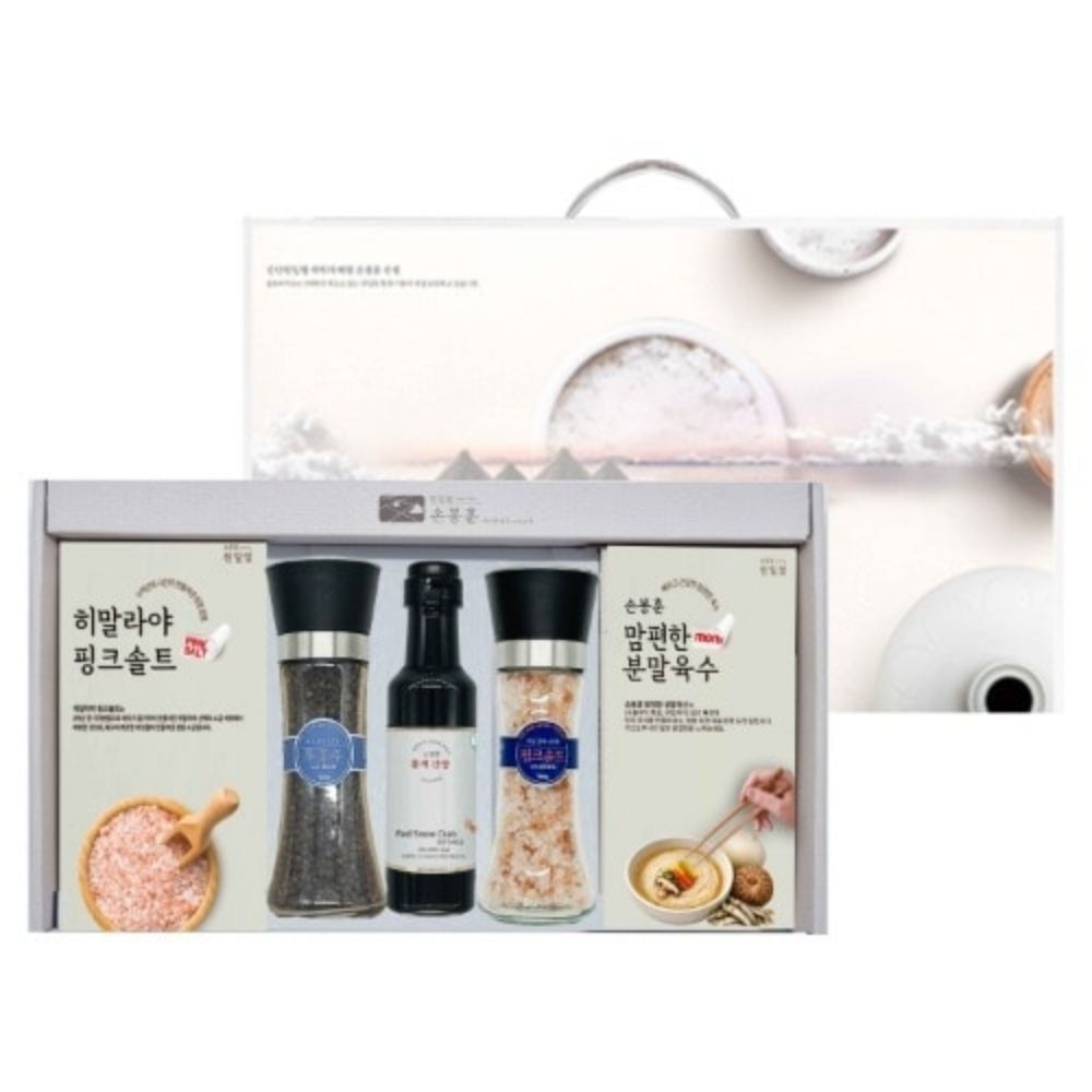 [손봉훈] 풍미담 마스터 5종 선물세트 (그라인더2(소금1,후추1)+소금1+간장1+육수1)