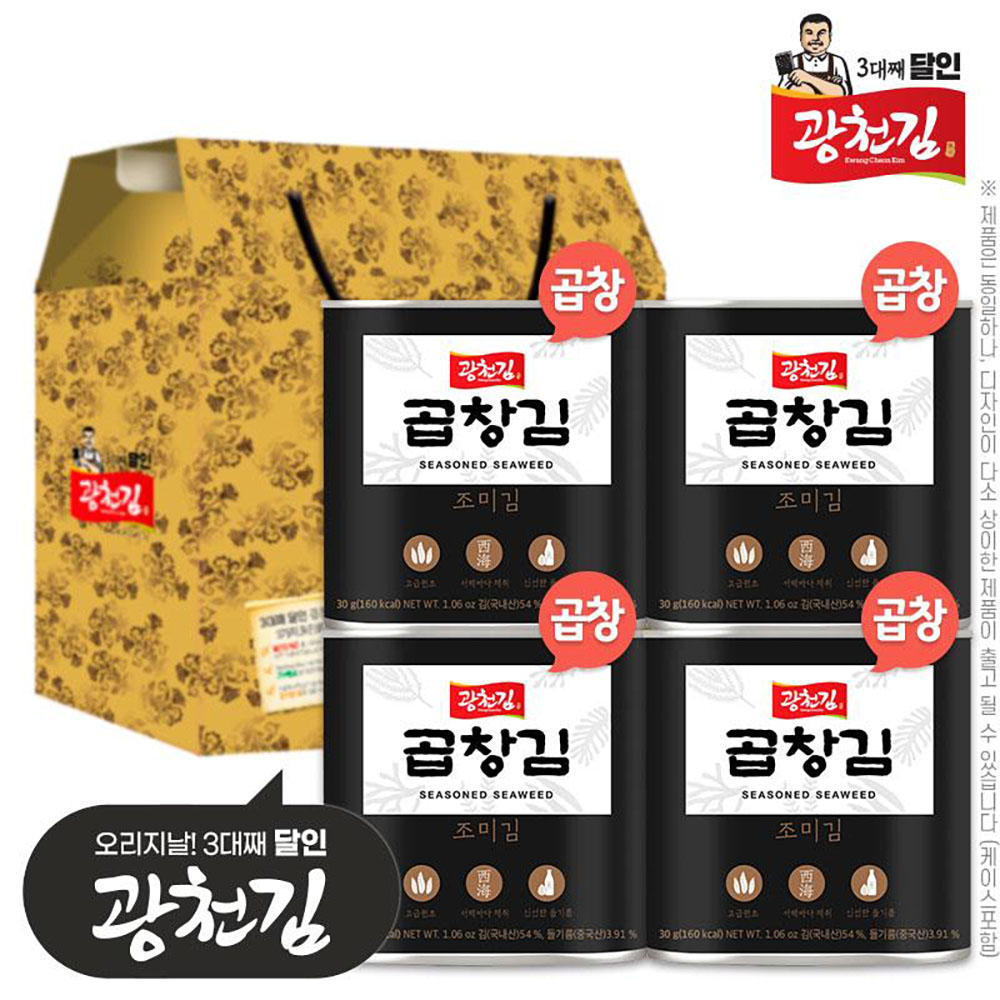 (3대째달인)광천김 곱창돌캔김 30g 4P(4종)