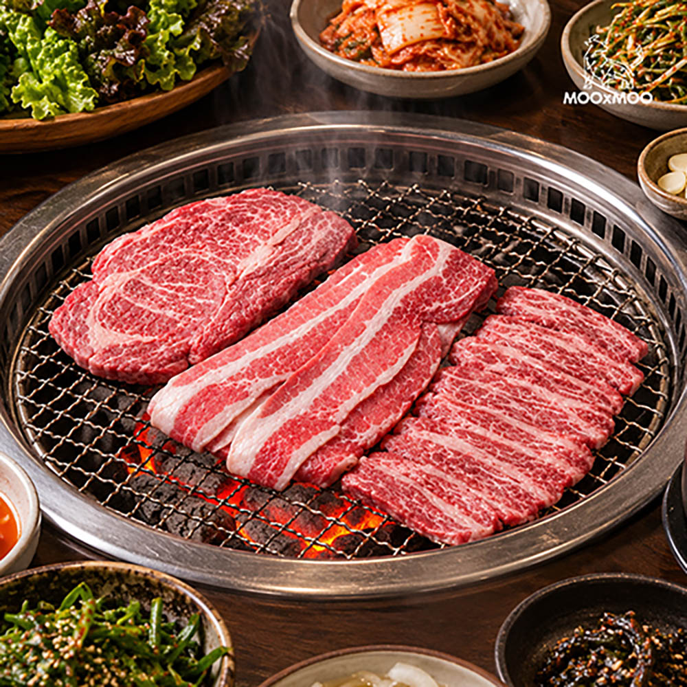 [무무상회] 미국산 초이스등급 소고기한판 800g(부채살+척아이롤+업진살+우삼겹)