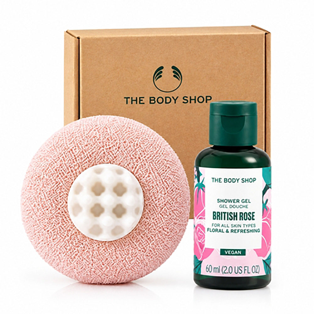 [더바디샵] 샤워젤 60ml 1p(향 랜덤) + [마리앤코] 핸드 샤워볼 1p(색상 랜덤) 세트 (종이봉투 동봉)