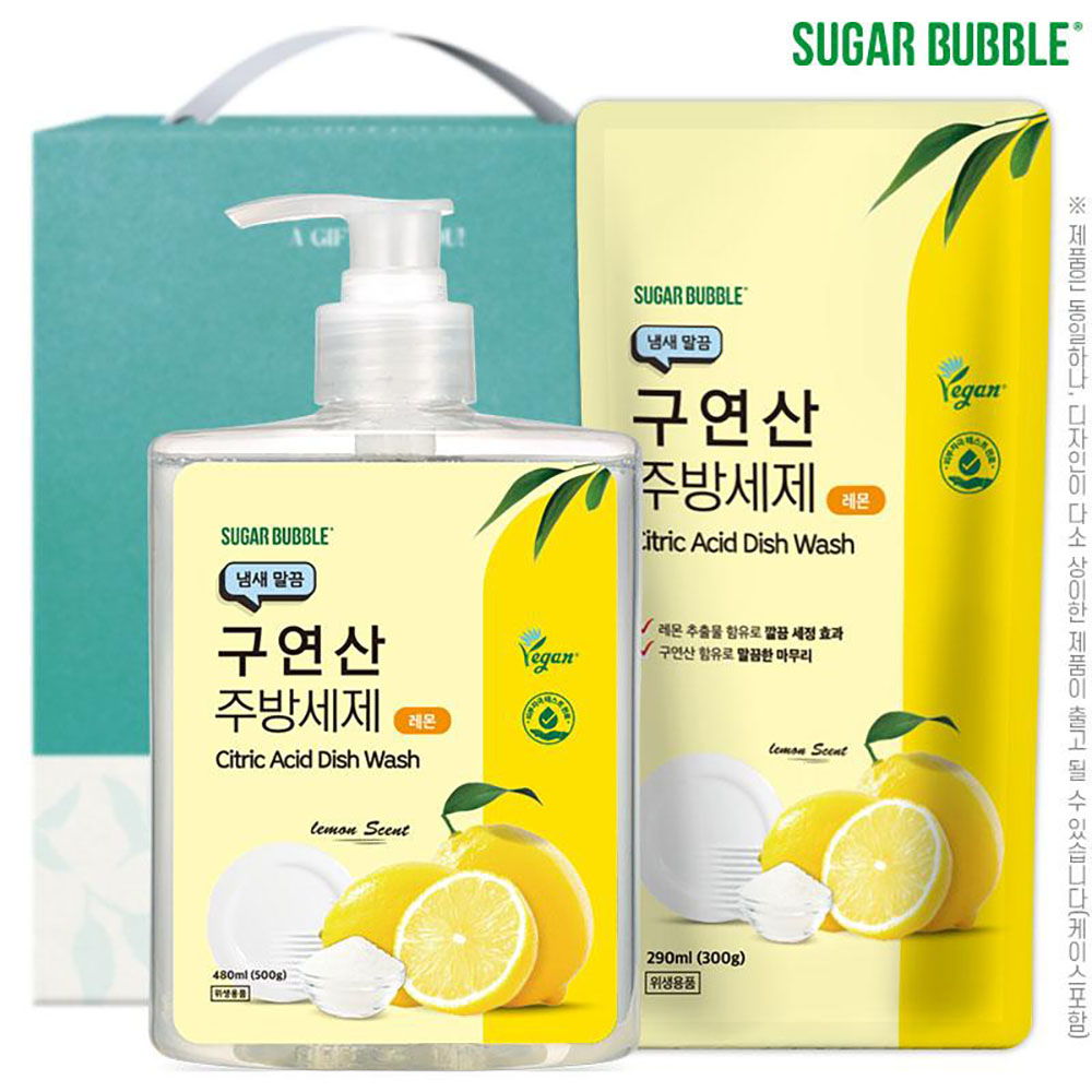 [슈가버블] 구연산주방세제500펌프 구연산주방세제300리필(2종)