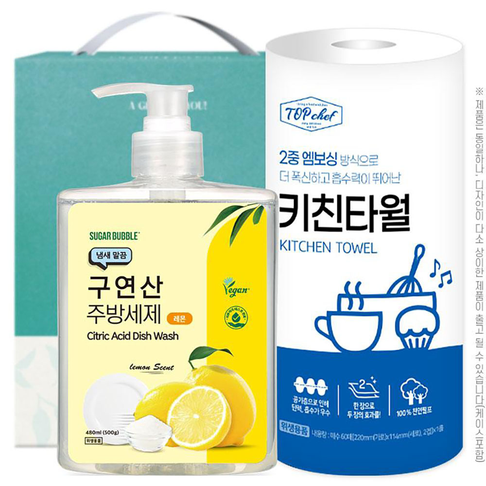 [슈가버블] 구연산주방세제500펌프 롤타입키친타올(2종)