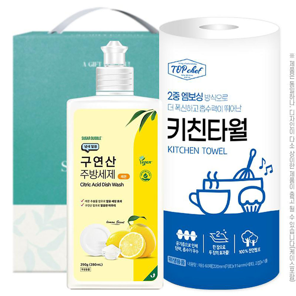 [슈가버블] 구연산주방세제290용기 롤타입키친타올(2종)