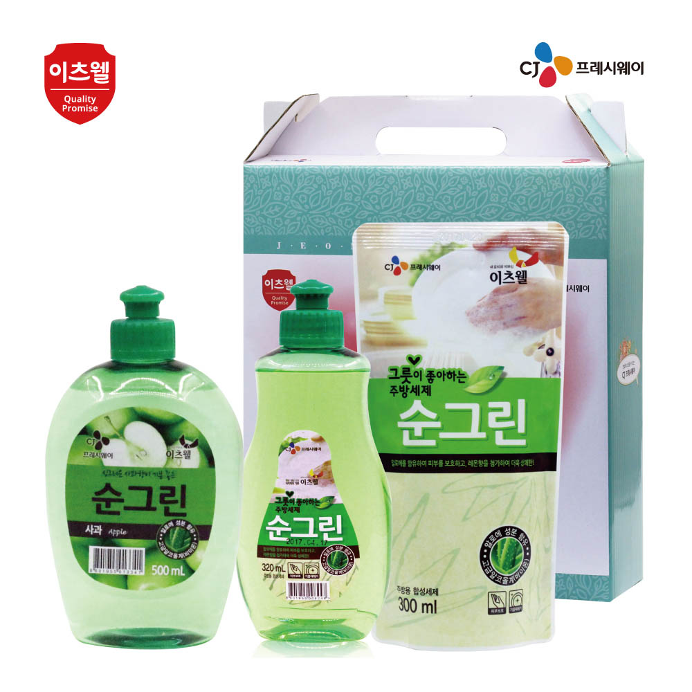 CJ이츠웰 순그린사과500ml,순그린320ml,순그린리필300ml 3종세트 00642
