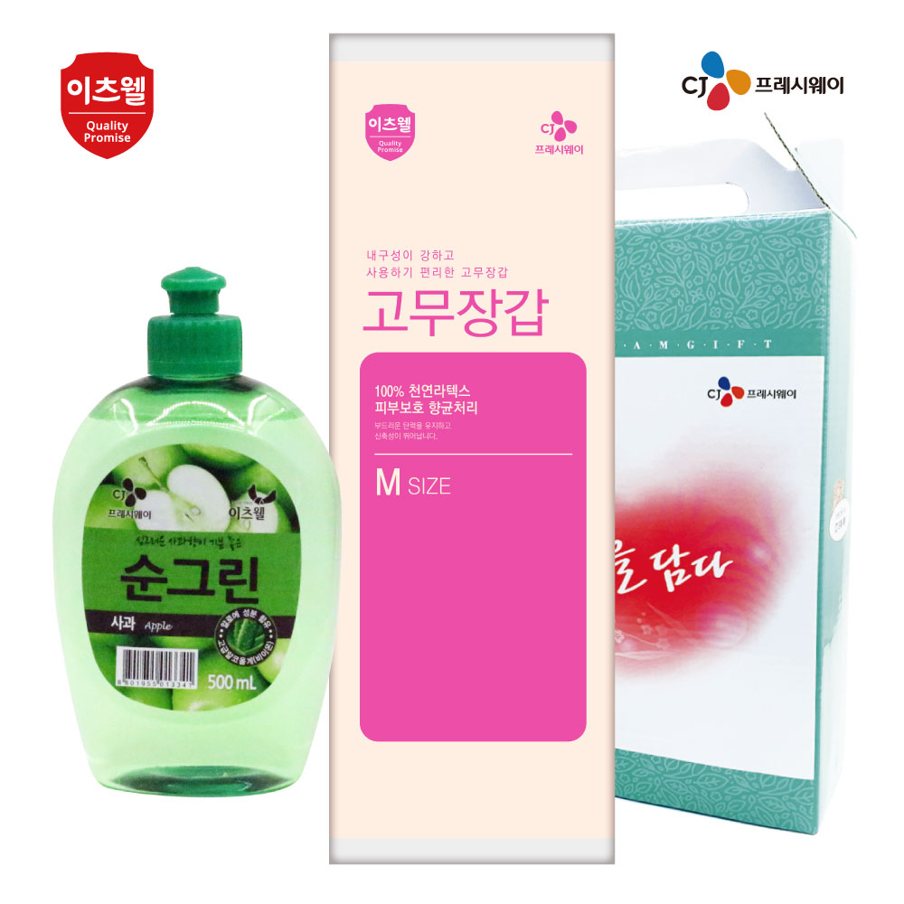 CJ이츠웰 순그린500(사과),고무장갑 2종세트 01871